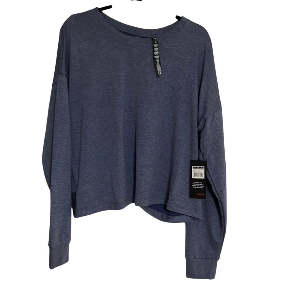 Wildfox Sweat Heather Deep Cobalt Open Back Long Sleeve Top WLT4872A XL NEW
